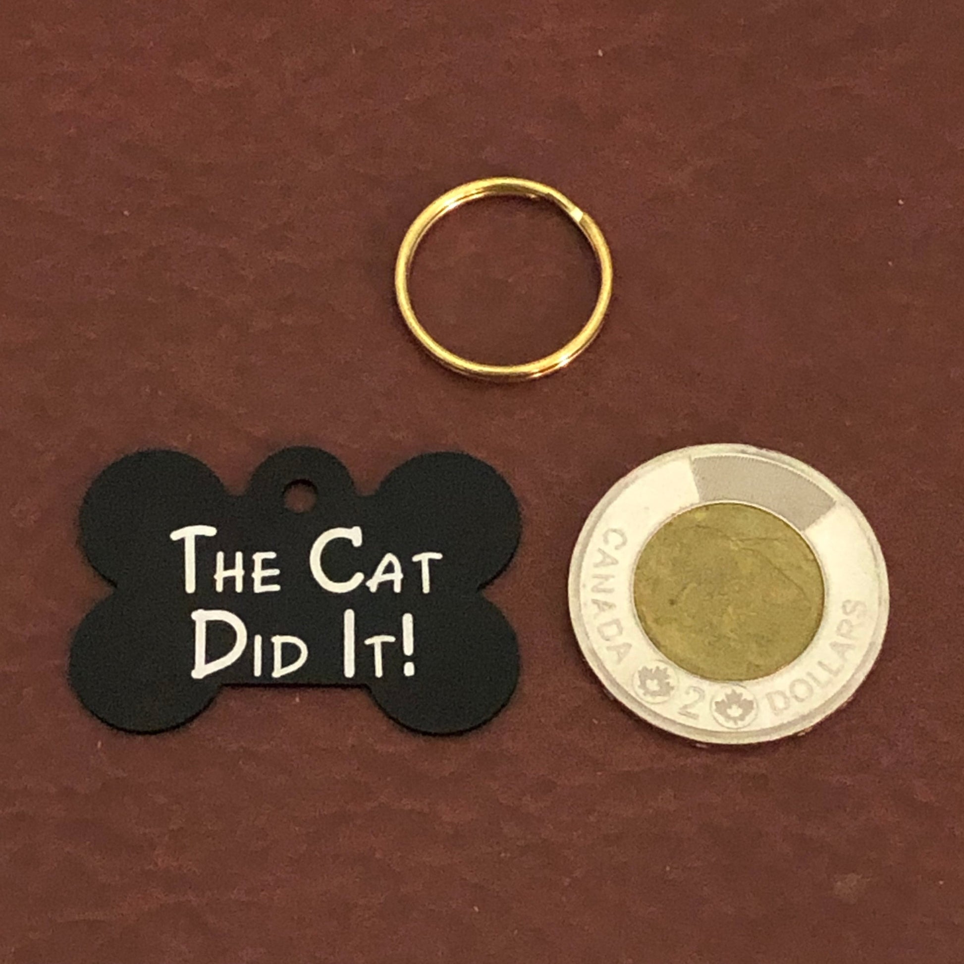 The Cat Did It!, Large Black Bone Tag, Personalized Aluminum Tag, Diamond Engraved, Dog Tag, Puppy Tag, For Dog Collar, Lost Dog ID, TCDILBB