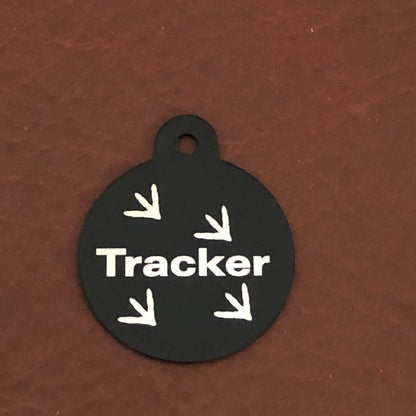 Tracker, Large Black Circle Tag, Personalized Aluminum Tag, Diamond Engraved, Dog Tag, Cat Tag, Animal Tag, Kitty Tag, For dog Collar, TLBC