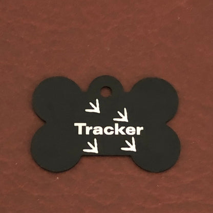 Tracker, Large Black Bone Tag, Personalized Aluminum Tag, Diamond Engraved, Dog Tag, Puppy Tag, For Dog Collar, Lost Dog ID, TLBB