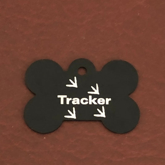 Tracker, Large Black Bone Tag, Personalized Aluminum Tag, Diamond Engraved, Dog Tag, Puppy Tag, For Dog Collar, Lost Dog ID, TLBB