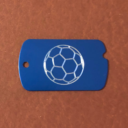 Soccer Ball Personalized Aluminum ID Tag Diamond Engraved, Backpacks, Equipment Bags, Key Chains, Suitcases, CAxAMI