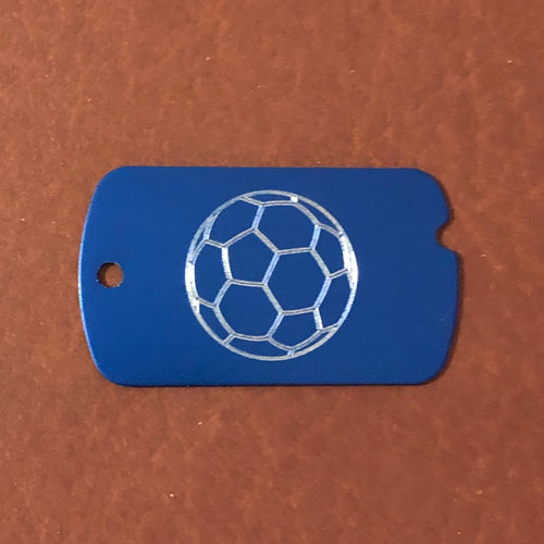 Soccer Ball Personalized Aluminum ID Tag Diamond Engraved, Backpacks, Equipment Bags, Key Chains, Suitcases, CAxAMI