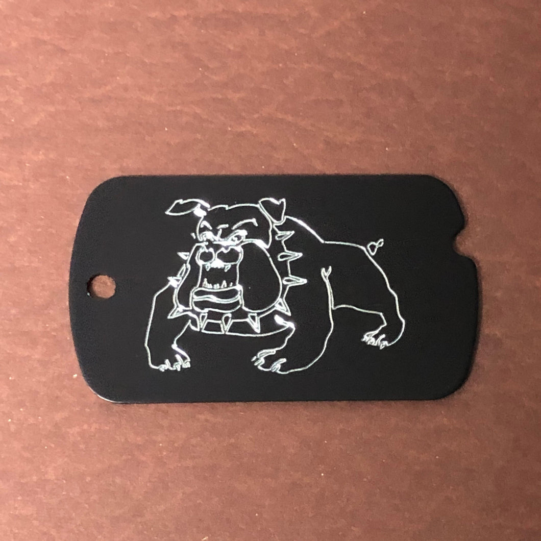 Bulldog, Personalized Aluminum ID Tag Diamond Engraved, For Backpacks, Equipment Bags, Key Chains, Keychains, Suitcases, CAJAMI