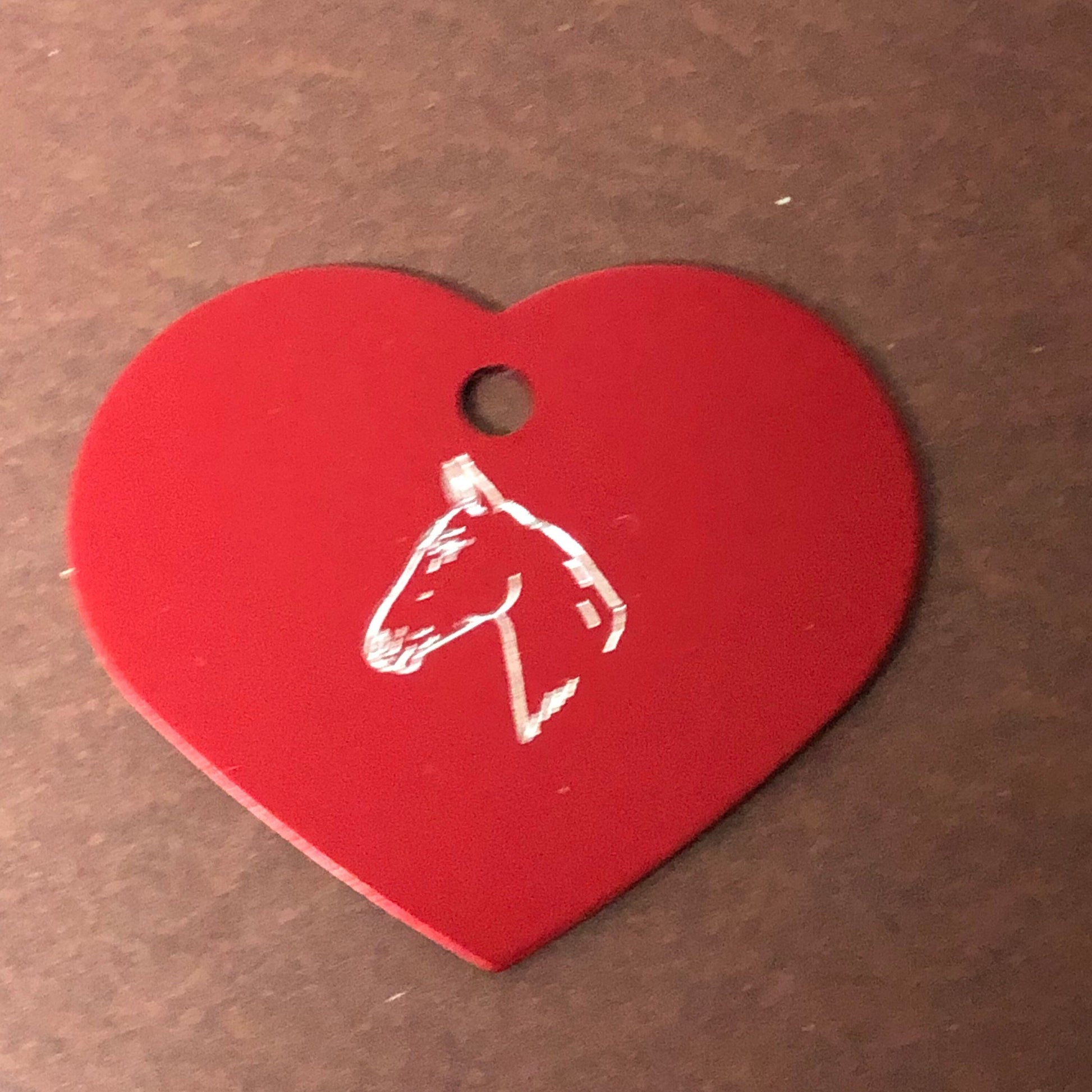 Horse, Large Heart Aluminum Tag, Personalized Diamond Engraved, Pet Tag, Cat Tag, Dog Tag, ID Tag, For Bags, Backpacks, Key Chains, CAMAPLHT