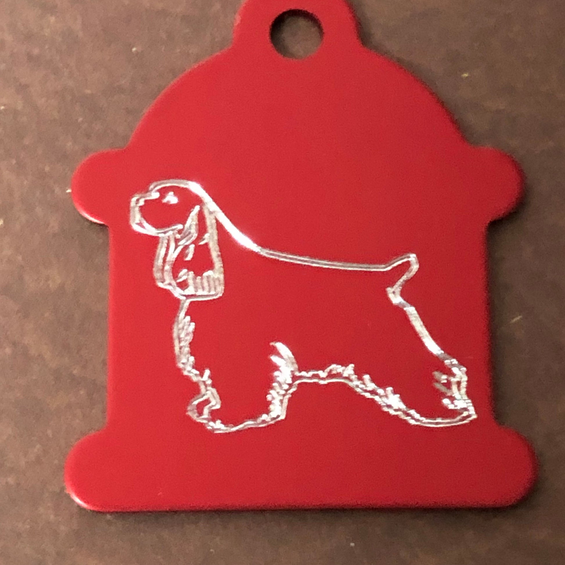 Cocker Spaniel, Large Fire Hydrant Aluminum Tag, Personalized Diamond Engraved, Puppy Tag, Dog Tag, Tag for Dog Collar Lost Dog, CARPALHYT