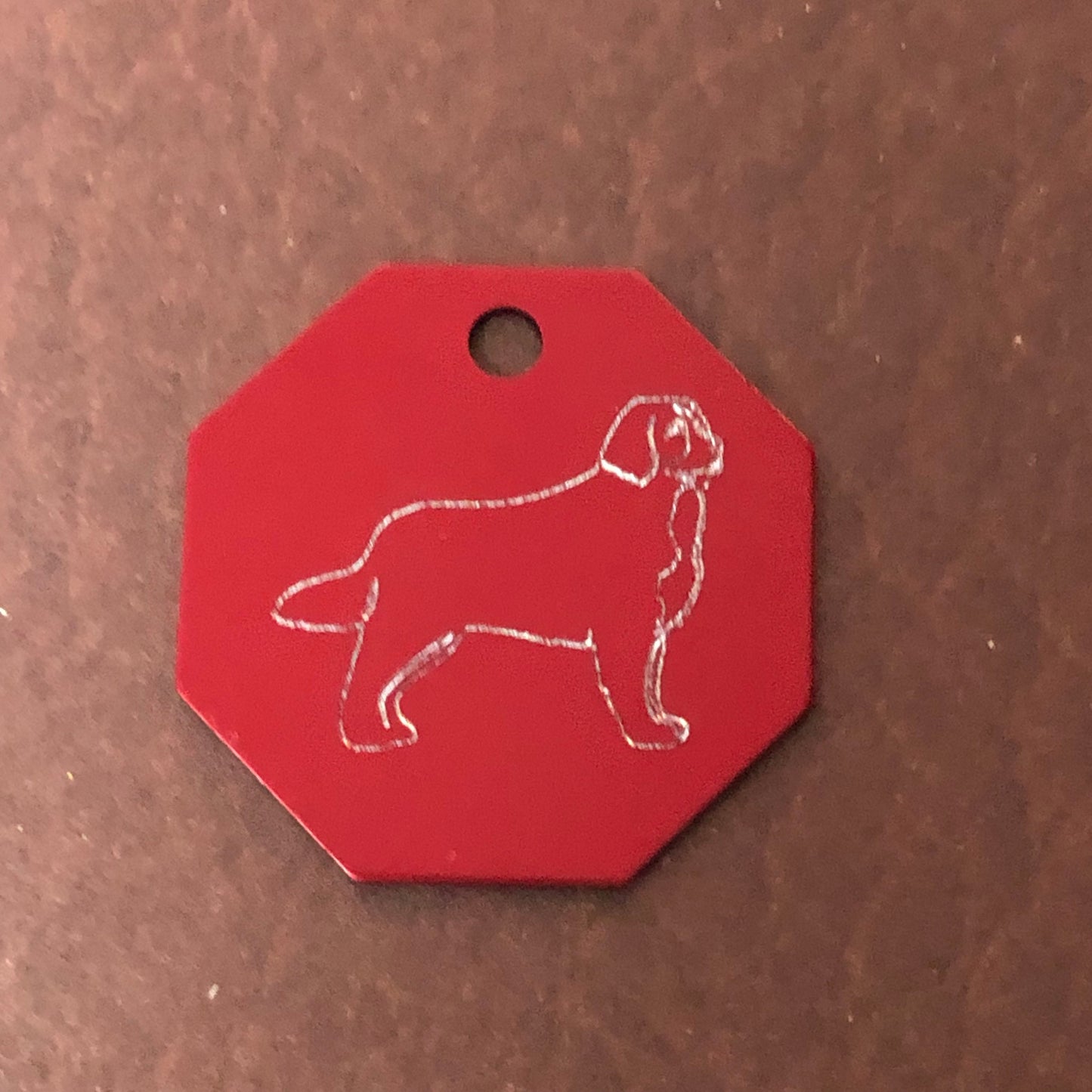 Dog, Large Stop Sign, Personalized Aluminum Tag Diamond Engraved Tag ID For Bags, Key Chains. CAYAPLSS2