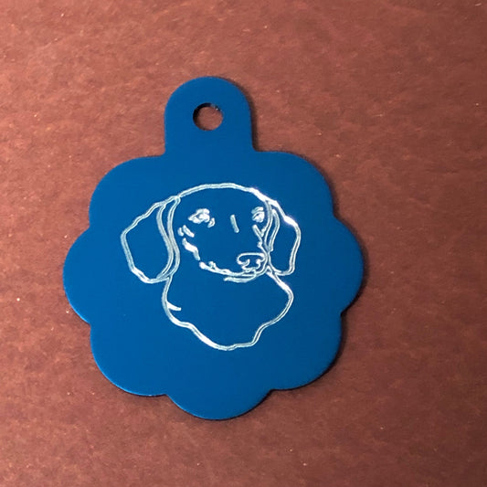 Dog, Large Blue Rosette Tag, Personalized Aluminum Tag, Diamond Engraved, Dog Cat Tag ID Tag Kitty Tag Puppy Tag CAQALBRT