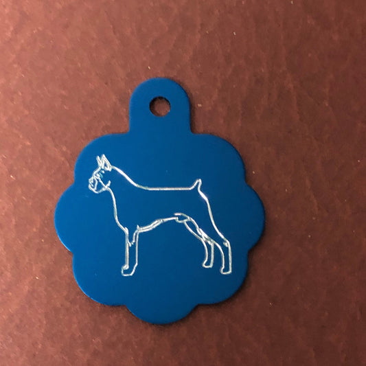 Dog, Large Blue Rosette Tag, Personalized Aluminum Tag, Diamond Engraved, For Dog Cat Tag ID Tag Kitty Tag Puppy Tag CAbALBRT