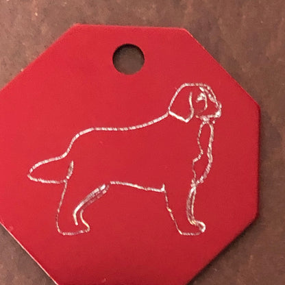 Dog, Large Stop Sign, Personalized Aluminum Tag Diamond Engraved Tag ID For Bags, Key Chains. CAYAPLSS2