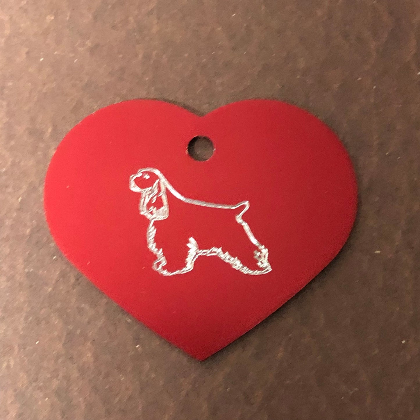 Cocker Spaniel, Large Heart Aluminum Tag, Personalized Diamond Engraved, For Cat Tag, Dog Tag, ID Tag, Bags, Backpacks, Key Chain, CARAPLHT