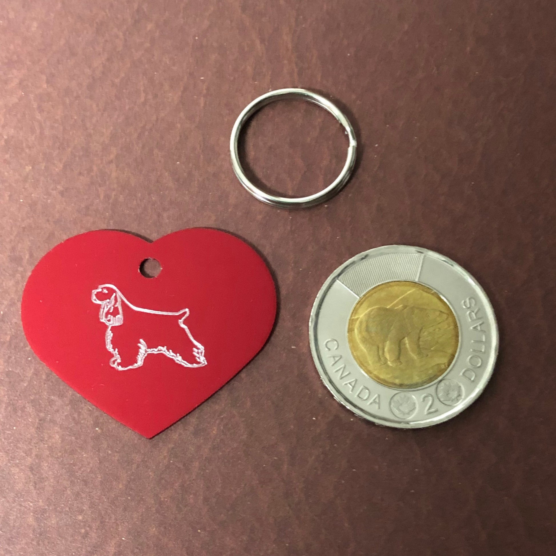 Cocker Spaniel, Large Heart Aluminum Tag, Personalized Diamond Engraved, For Cat Tag, Dog Tag, ID Tag, Bags, Backpacks, Key Chain, CARAPLHT