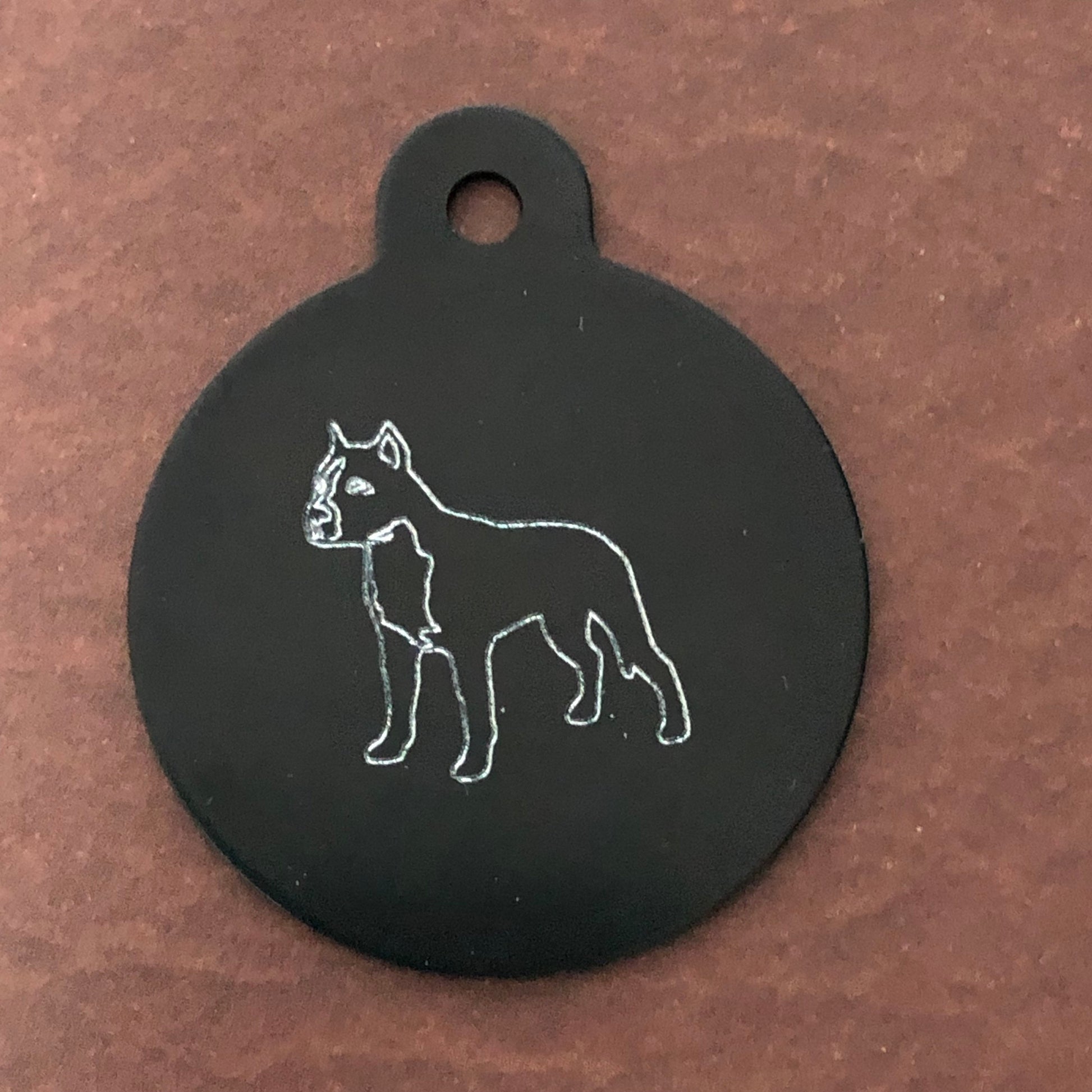 Dog, Large Circle Aluminum Tag Personalized Diamond Engraved, Perfect for Bags, Backpacks, Key Chains, Suitcases, CAVAPLCT2