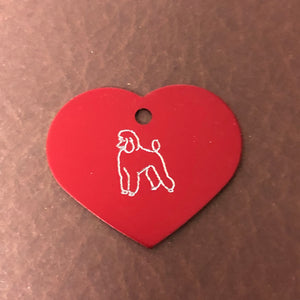 Poodle Dog, Large Heart Aluminum Tag, Personalized Diamond Engraved, For Cat Tag, Dog Tag, ID Tag, Bags, Backpacks, Key Chain, CAFAPLHT