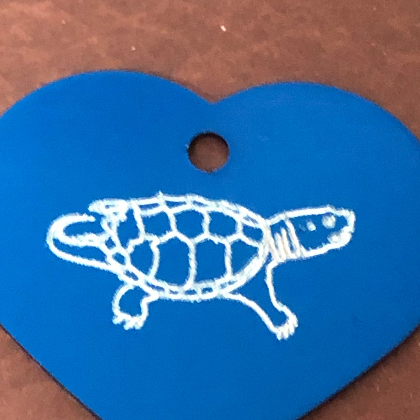 Turtle, Tortoise Large Heart Aluminum Tag, Personalized Diamond Engraved, For Cat Tag, Dog Tag, ID Tag, Bags, Backpacks, Key Chain CA!APLHT