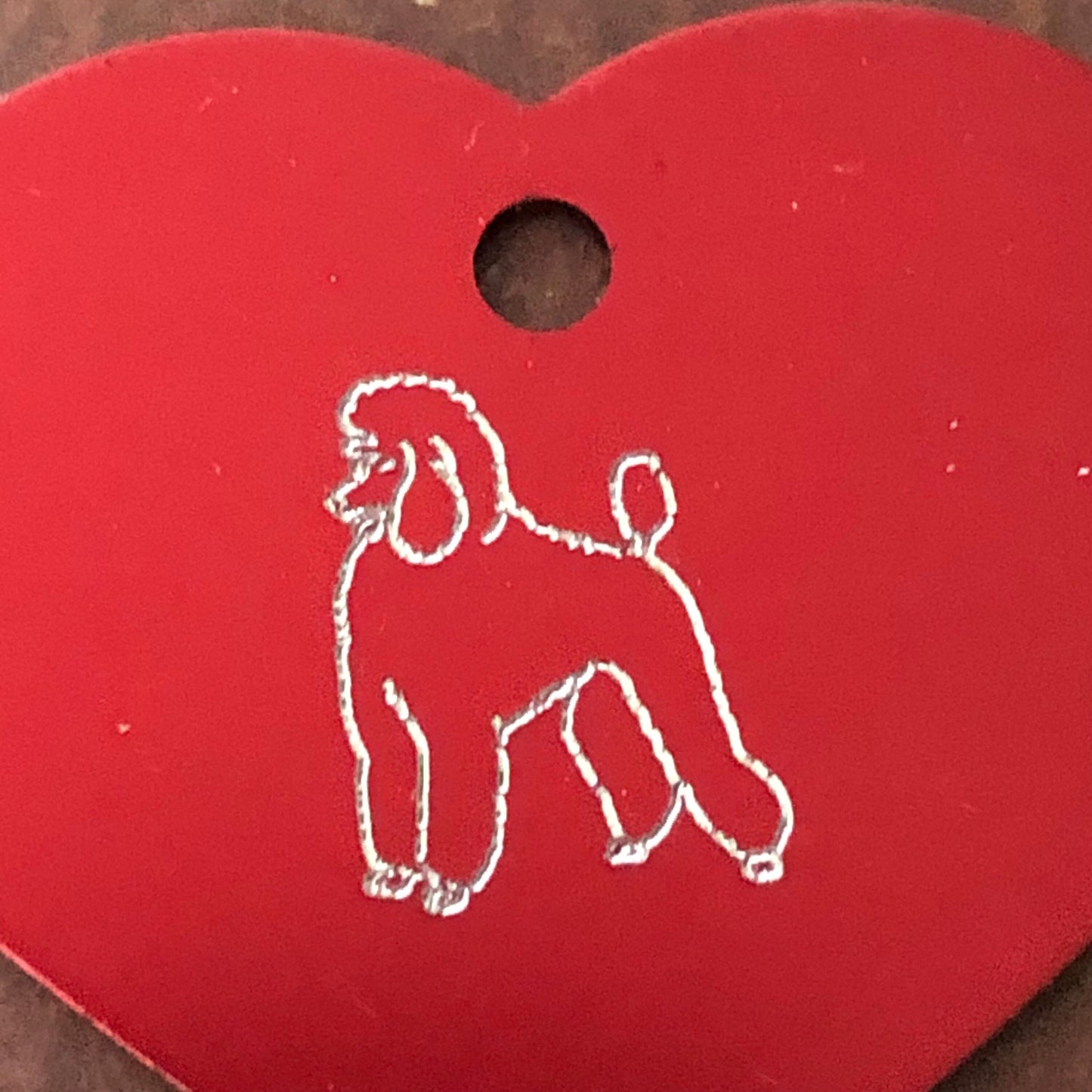 Poodle Dog, Large Heart Aluminum Tag, Personalized Diamond Engraved, For Cat Tag, Dog Tag, ID Tag, Bags, Backpacks, Key Chain, CAFAPLHT