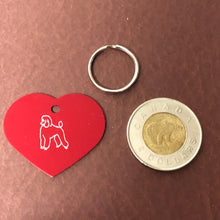 Load image into Gallery viewer, Poodle Dog, Large Heart Aluminum Tag, Personalized Diamond Engraved, For Cat Tag, Dog Tag, ID Tag, Bags, Backpacks, Key Chain, CAFAPLHT