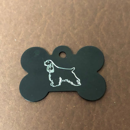 Cocker Spaniel Dog, Large Bone Tag, Aluminum Personalized Diamond Engraved, Dog Tag, Pet Tag, ID Tags, For Dog Collar, Puppy Tag, CARAPLB