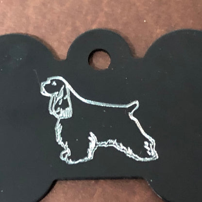 Cocker Spaniel Dog, Large Bone Tag, Aluminum Personalized Diamond Engraved, Dog Tag, Pet Tag, ID Tags, For Dog Collar, Puppy Tag, CARAPLB