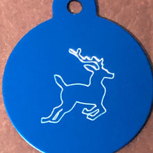 Load image into Gallery viewer, Deer, Large Circle Aluminum Tag, Personalized Diamond Engraved, Cat Tag, Dog Tag, Human ID Tag for Bags, Backpacks, Key Chain CAcAPLCT