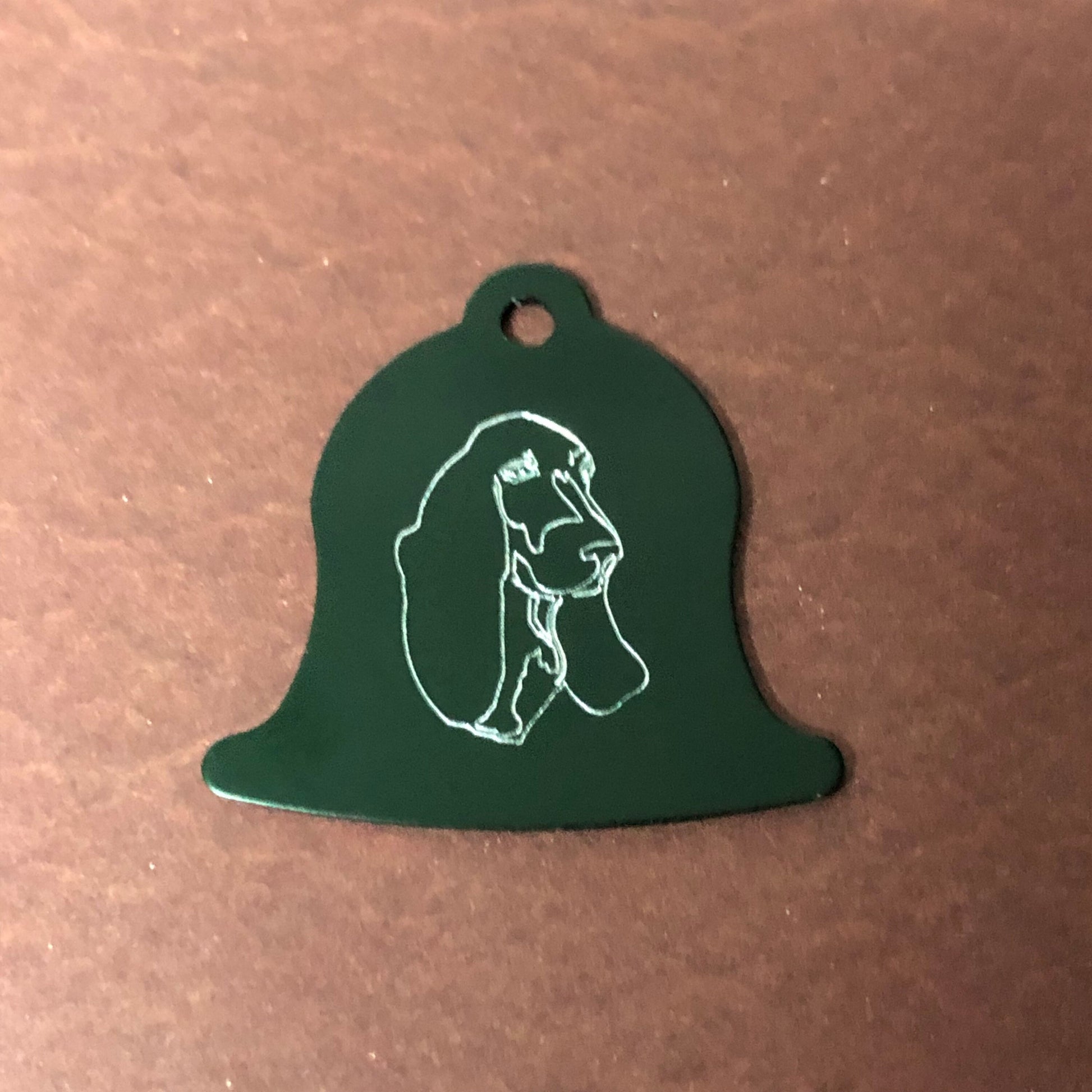 Cocker Spaniel, Dog, Green Bell Personalized Aluminum Tag Diamond Engraved Dog Cat Tag ID Tag Kitty Tag Puppy Tag, Collars CAWAPLBT