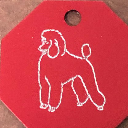 Poodle, Dog, Large Stop Sign, Personalized Aluminum Tag Diamond Engraved Tag ID For Bags, Key Chains. CAFAPLSS