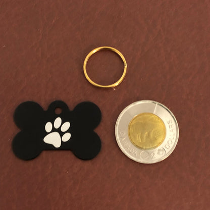 Paw Print, Large Black Bone Tag, Personalized Aluminum Tag, Diamond Engraved, Dog Tag, Puppy Tag, For Dog Collar, Lost Dog ID, PPBLBB