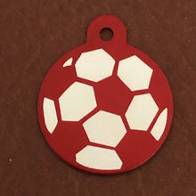 Load image into Gallery viewer, Soccer Ball, Red Large Circle Tag, Personalized Aluminum Tag, Diamond Engraved, Key Chain, Keychain, For Lost Keys, SBLRCT2