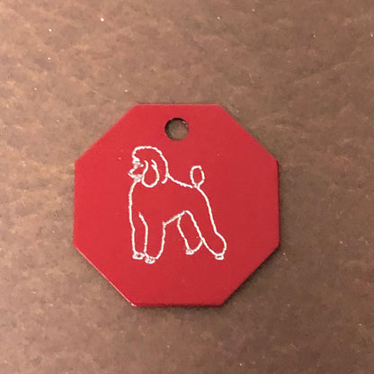 Poodle, Dog, Large Stop Sign, Personalized Aluminum Tag Diamond Engraved Tag ID For Bags, Key Chains. CAFAPLSS