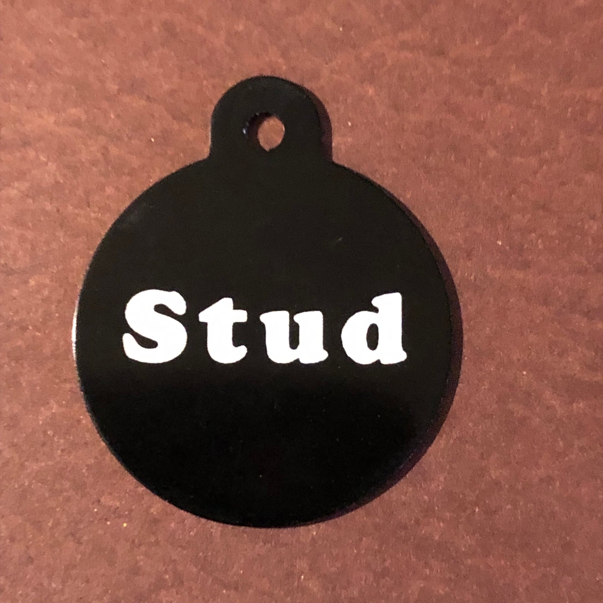 Stud, Large Circle Tag, Black Personalized Aluminum Tag, Diamond Engraved Dog Tag, Cat Tag, Puppy Tag, For Dog Collar, SLBCT