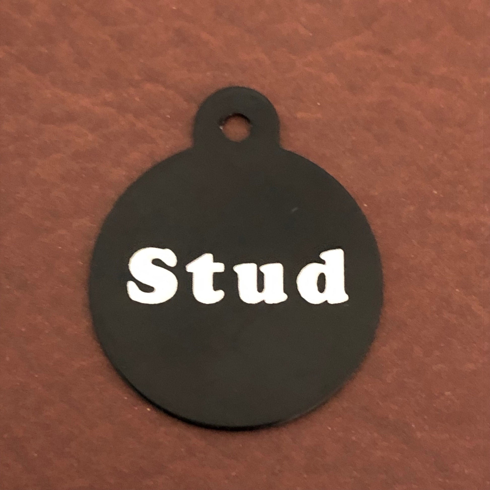 Stud, Large Circle Tag, Black Personalized Aluminum Tag, Diamond Engraved Dog Tag, Cat Tag, Puppy Tag, For Dog Collar, SLBCT