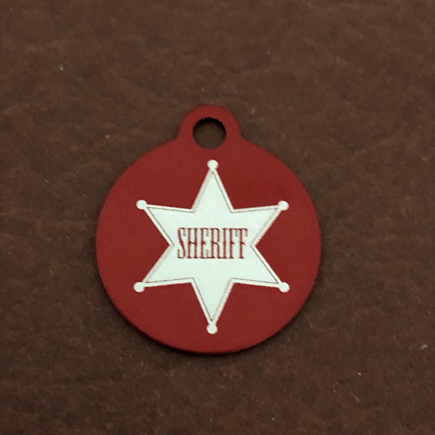 Sheriff, Sheriff Tag, Small Red Circle Aluminum Tag