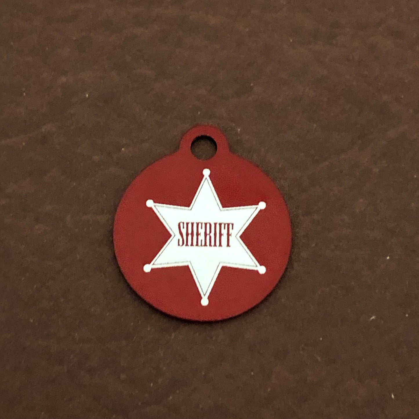 Sheriff, Sheriff Tag, Small Red Circle Aluminum Tag