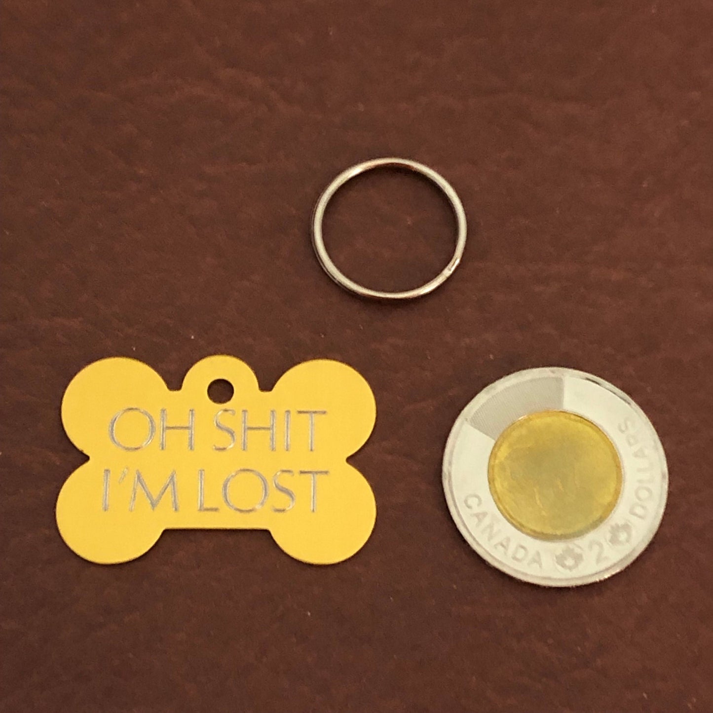 Oh shit I’m lost, Large Bone Personalized Aluminum Tag, Diamond Engraved, Dog Tag, ID Tag, Puppy Tag, For Dog Collar Lost Dog ID