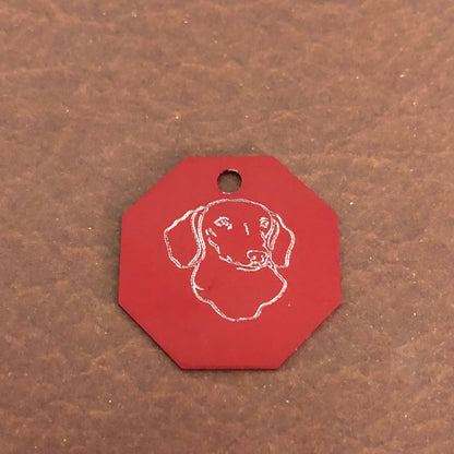 Dog, Large Stop Sign, Personalized Aluminum Tag Diamond Engraved Tag ID For Bags, Key Chains. CAQAPLSS