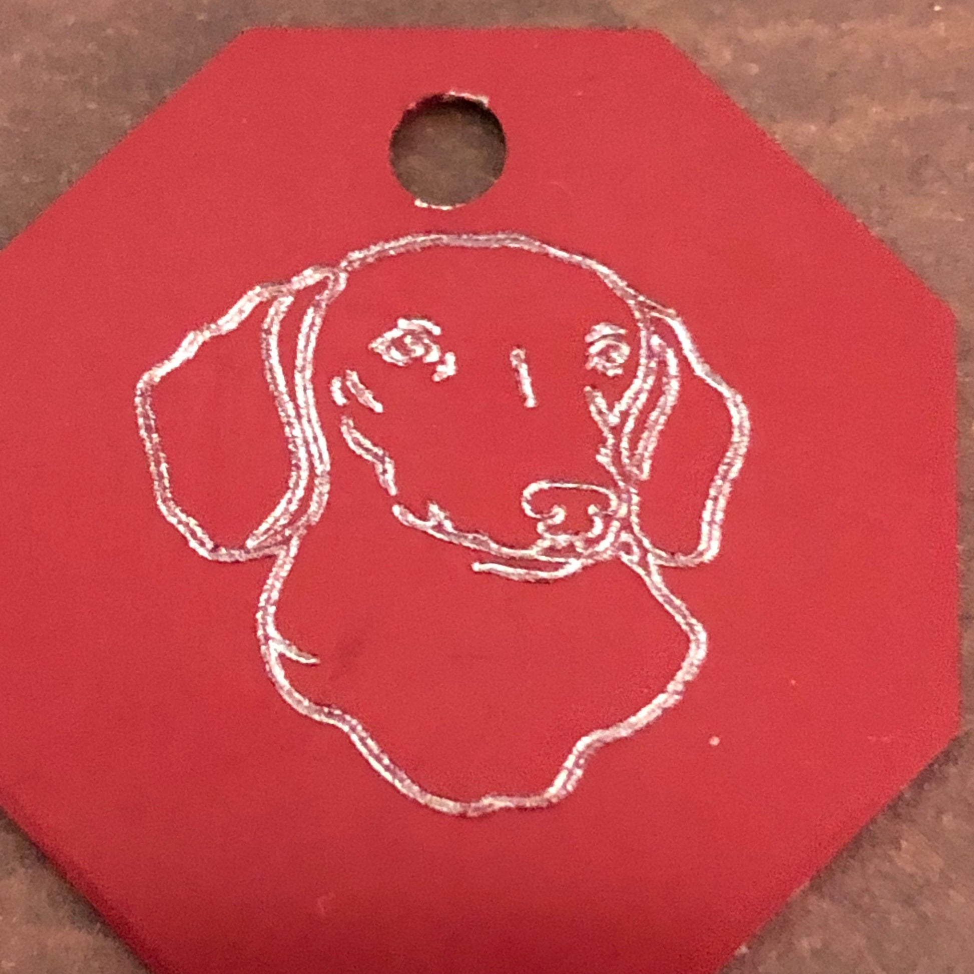 Dog, Large Stop Sign, Personalized Aluminum Tag Diamond Engraved Tag ID For Bags, Key Chains. CAQAPLSS