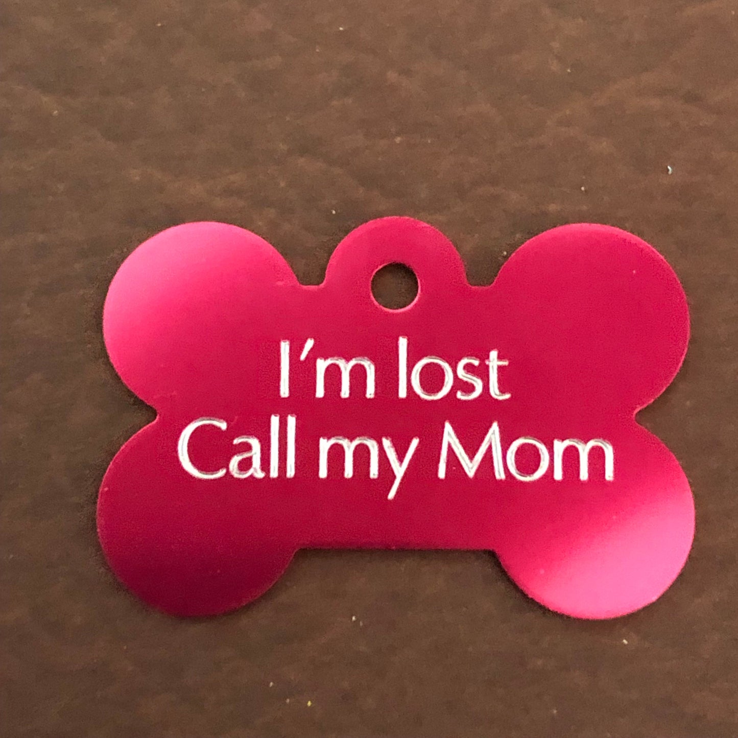 I’m lost Call my Mom Large Bone Personalized Aluminum Tag Diamond Engraved Dog Tag Cat Tag ID Tag Puppy Tag, ILCMYPLB