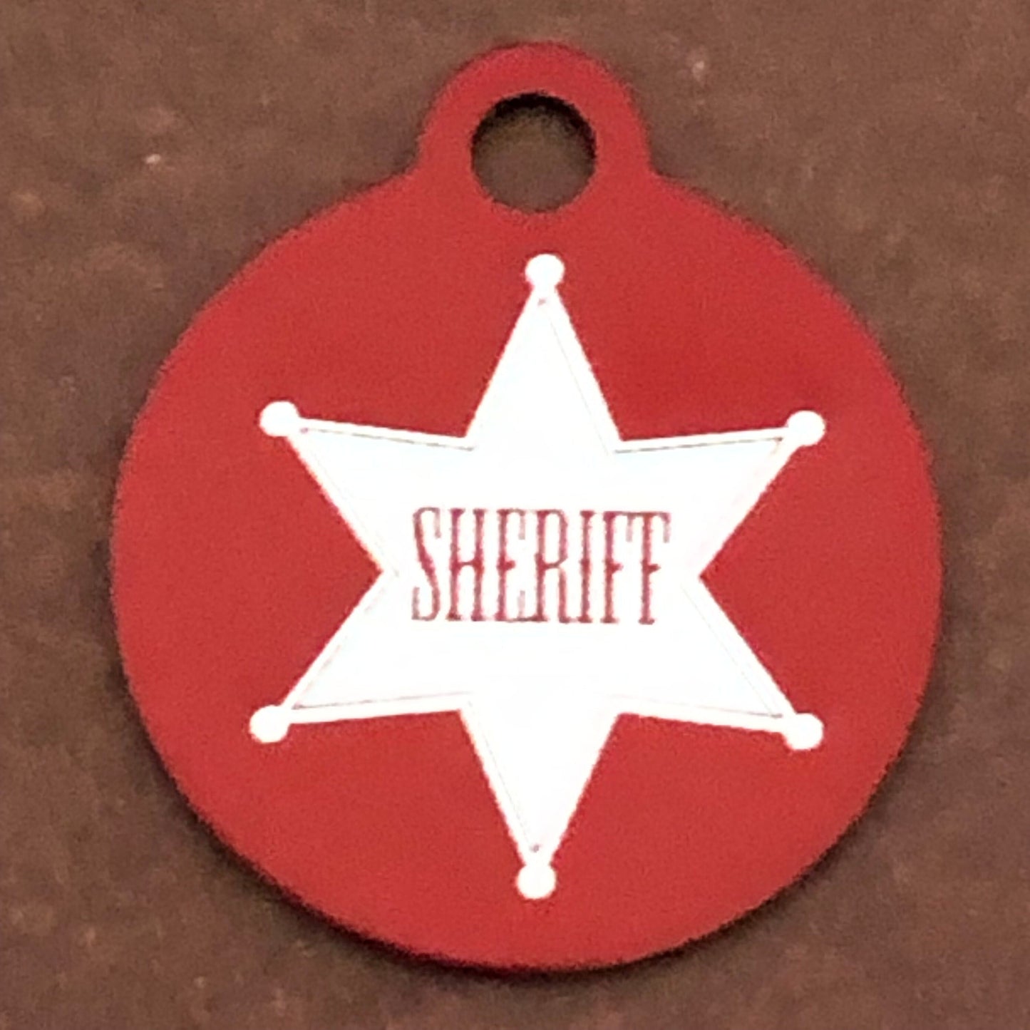 Sheriff, Sheriff Tag, Small Red Circle Aluminum Tag