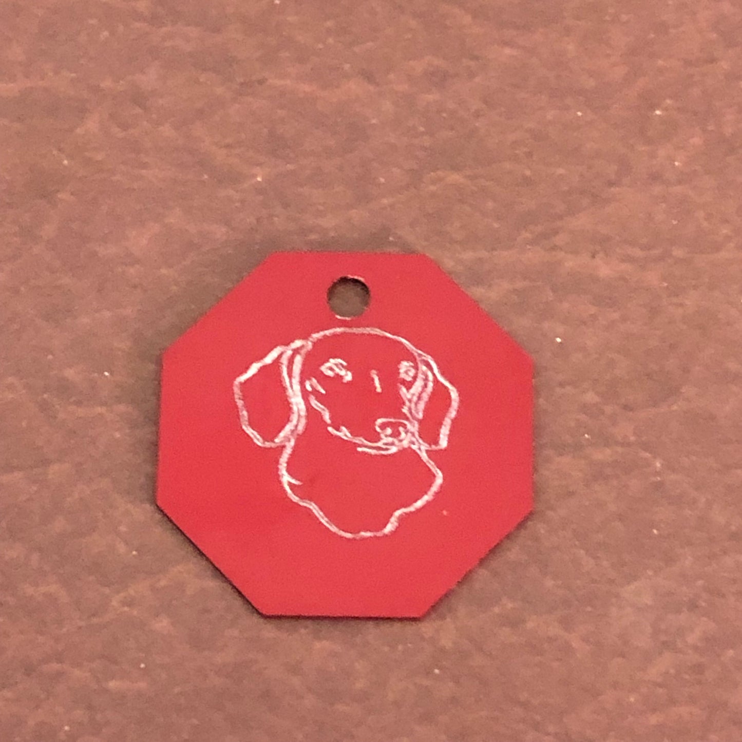 Dog, Large Stop Sign, Personalized Aluminum Tag Diamond Engraved Tag ID For Bags, Key Chains. CAQAPLSS