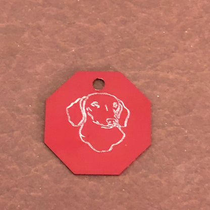 Dog, Large Stop Sign, Personalized Aluminum Tag Diamond Engraved Tag ID For Bags, Key Chains. CAQAPLSS