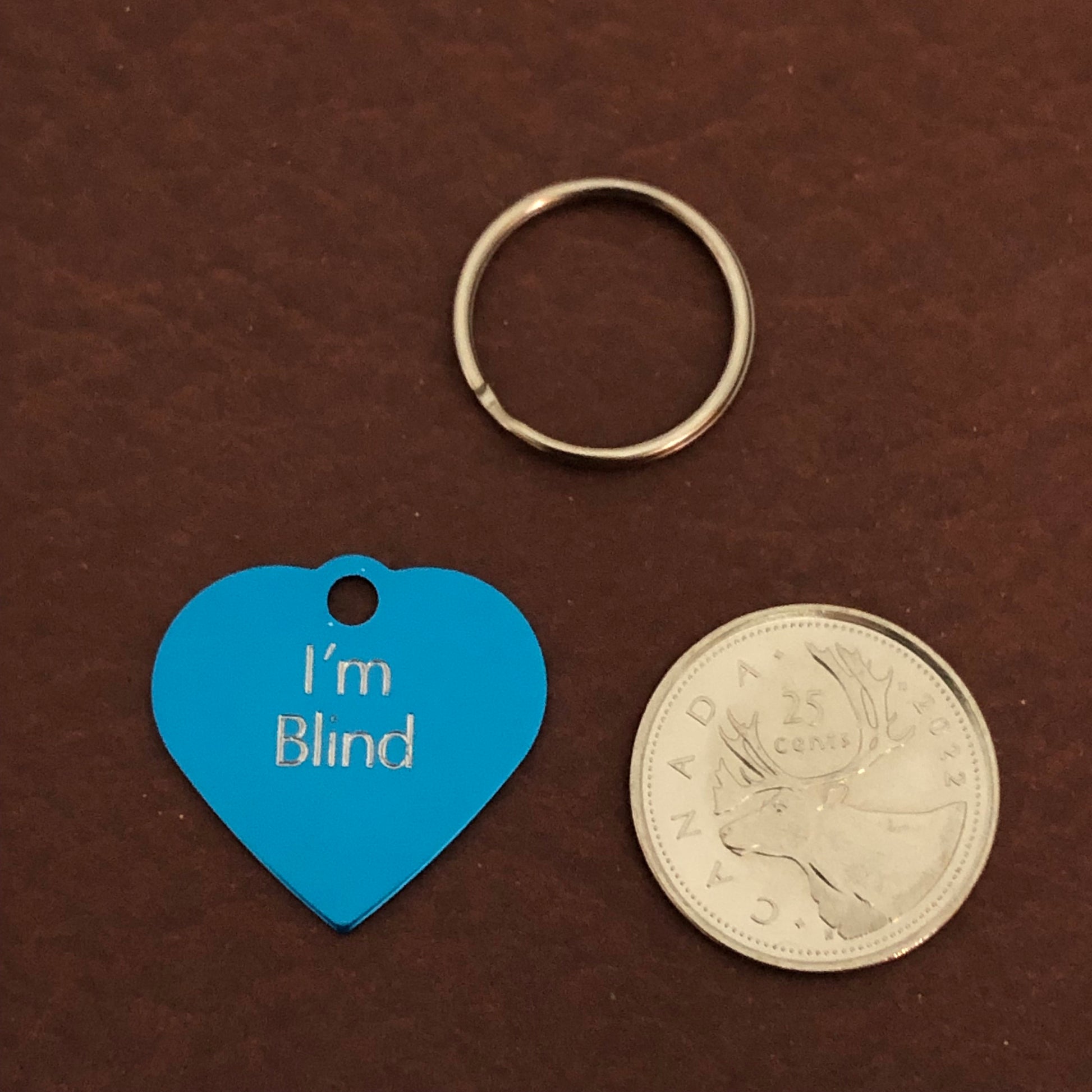 I'm Blind, Small Heart Aluminum Tag, Personalized Diamond Engraved, Pet Tag, Cat Tag, Dog Tag, ID Tag, For Bags, Collars Key Chains, IMBSH