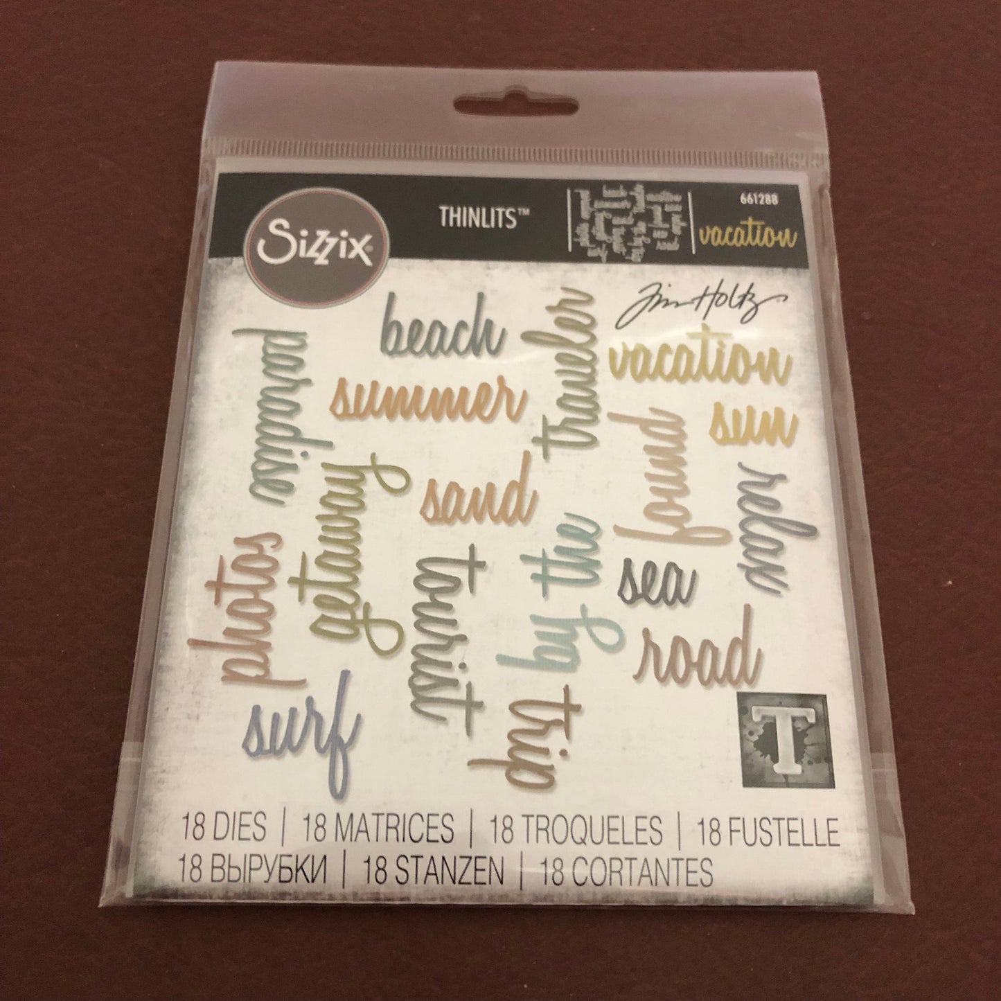 Vacation Words, Script, Sizzix, Thinlits, 18 Piece Dies Set, By Tim Holtz 661288 For Cardmaking