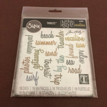 Load image into Gallery viewer, Vacation Words, Script, Sizzix, Thinlits, 18 Piece Dies Set, By Tim Holtz 661288 For Cardmaking