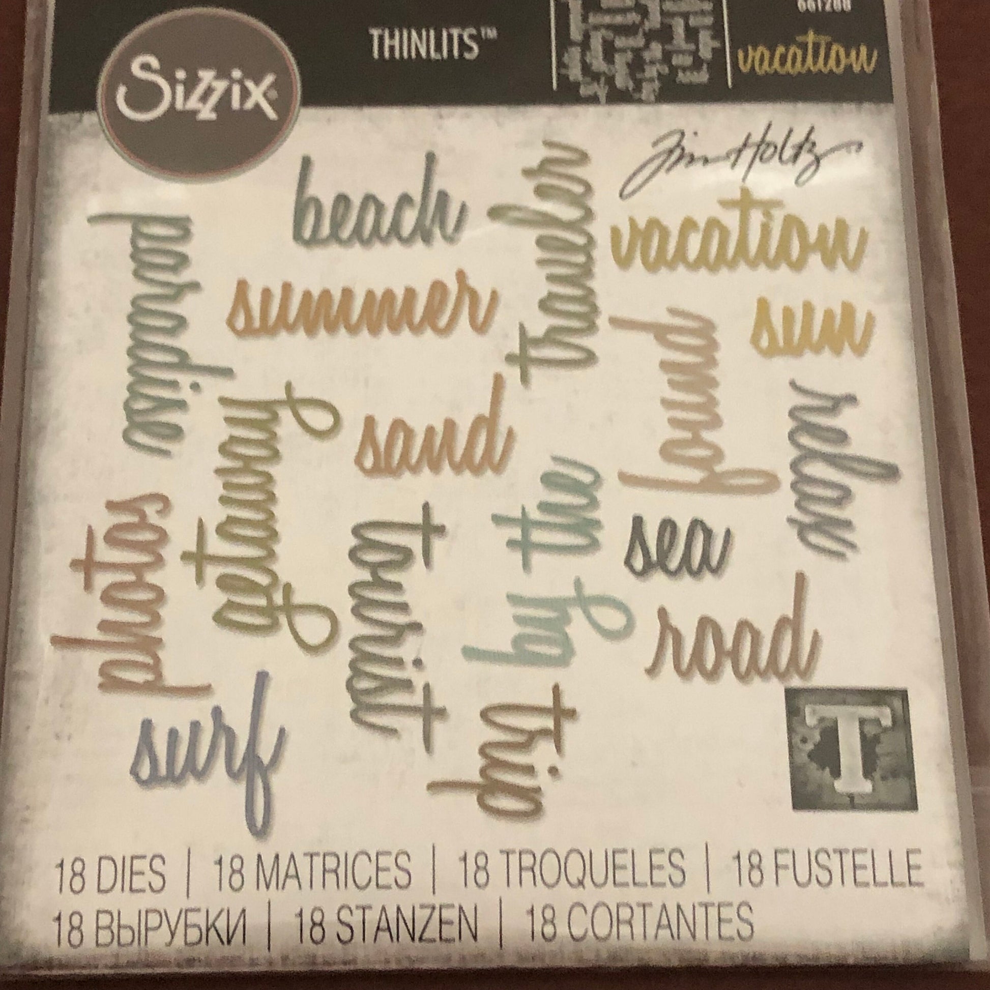 Vacation Words, Script, Sizzix, Thinlits, 18 Piece Dies Set, By Tim Holtz 661288 For Cardmaking