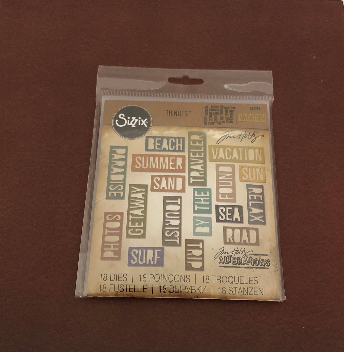 Vacation Words, Block, Sizzix, Thinlits, 18 Piece Dies Set, By Tim Holtz 661287 For Cardmaking