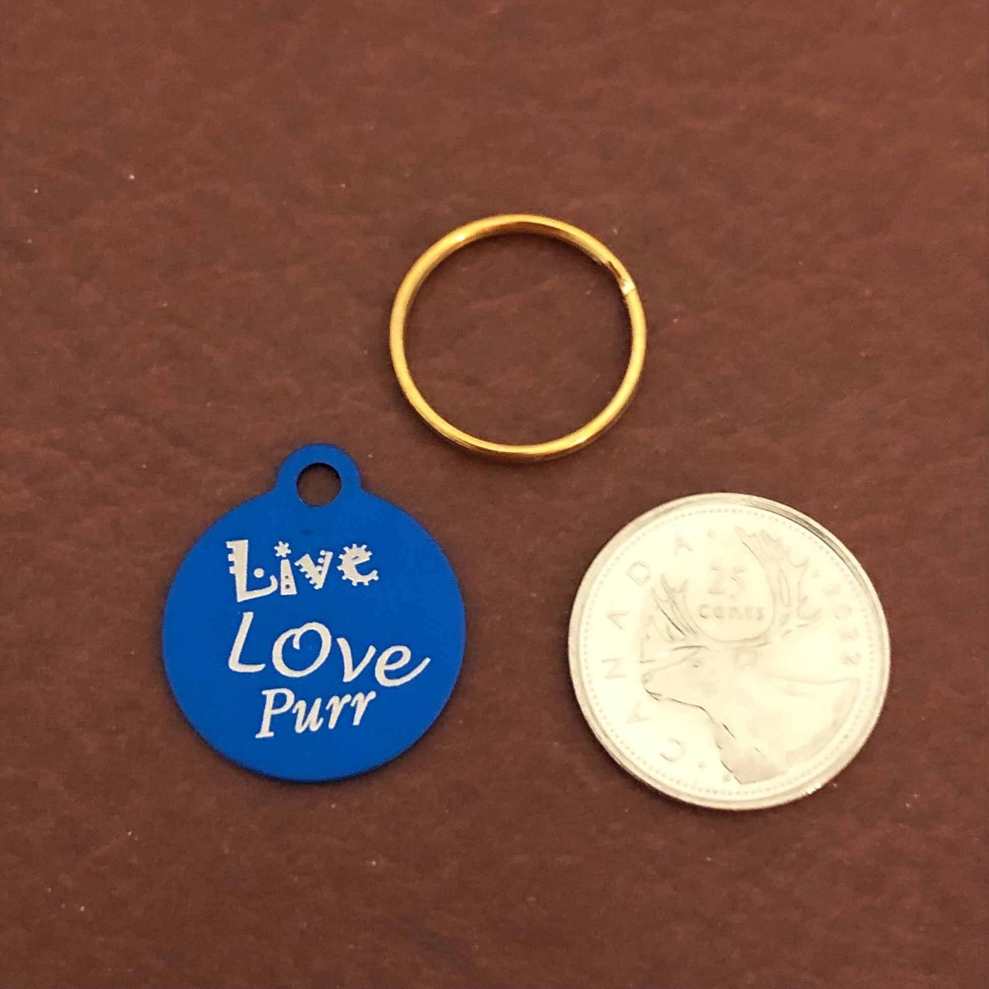 Live Love Purr Small Blue Circle Aluminum Tag Personalized Diamond Engraved Cat ID Tag Cat Tag Kitten Tag, For Cat Collar, Lost cat, LLPSBC