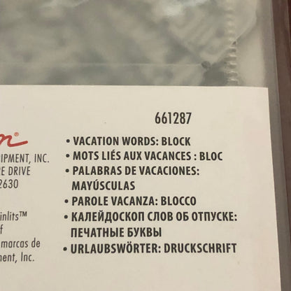 Vacation Words, Block, Sizzix, Thinlits, 18 Piece Dies Set, By Tim Holtz 661287 For Cardmaking