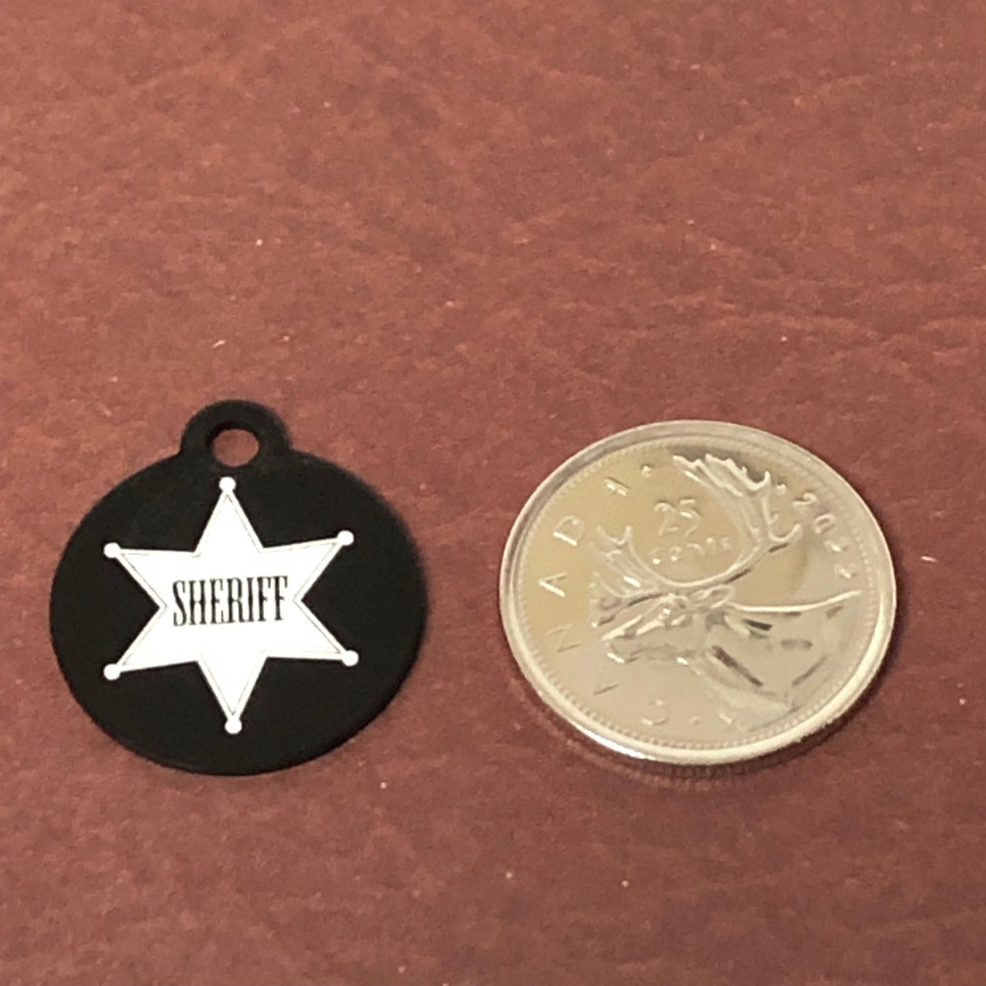 Sheriff, Sheriff Tag, Small Black Circle Aluminum Tag