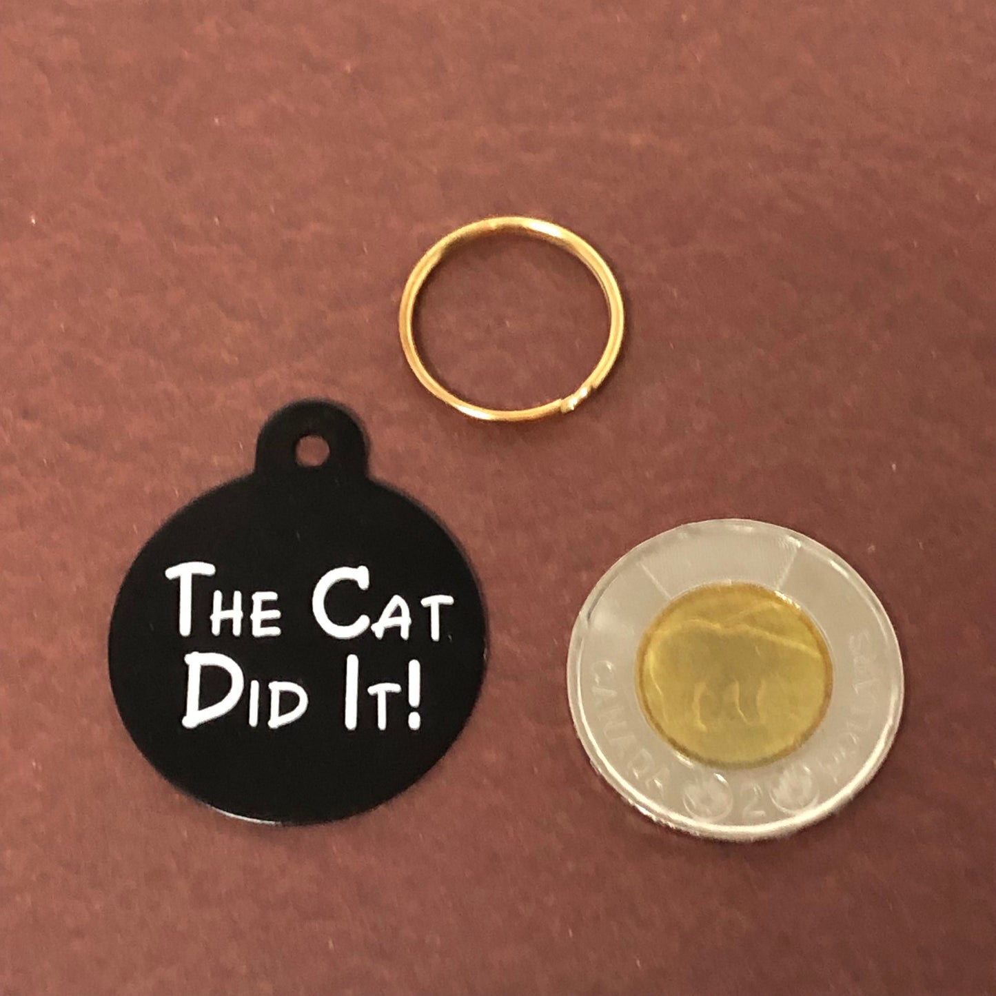 The Cat Did It!, Large Circle Tag, Black Personalized Aluminum Tag, Diamond Engraved Dog Tag, Puppy Tag, For Dog Collar, TCDILBCT