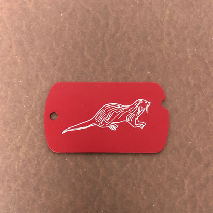 Sea Otter, Personalized Aluminum Dog Tag, ID Tag Diamond Engraved, For Backpacks, Equipment Bags, Key Chains, Keychains, Suitcases, CA8AMI