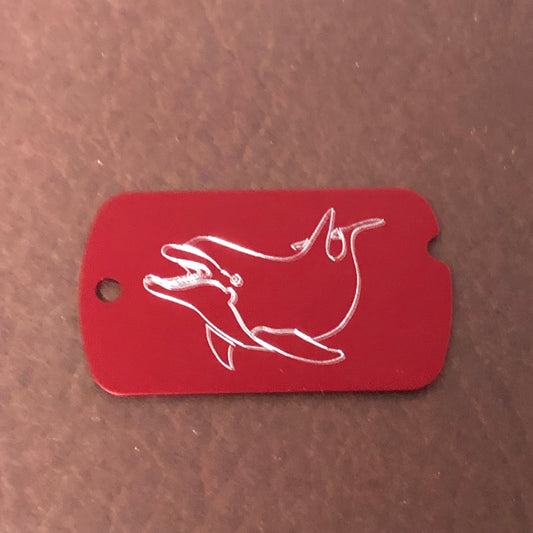 Dolphin, Personalized Aluminum Dog Tag, ID Tag Diamond Engraved, For Backpacks, Equipment Bags, Key Chains, Keychains, Suitcases, CAlAMI